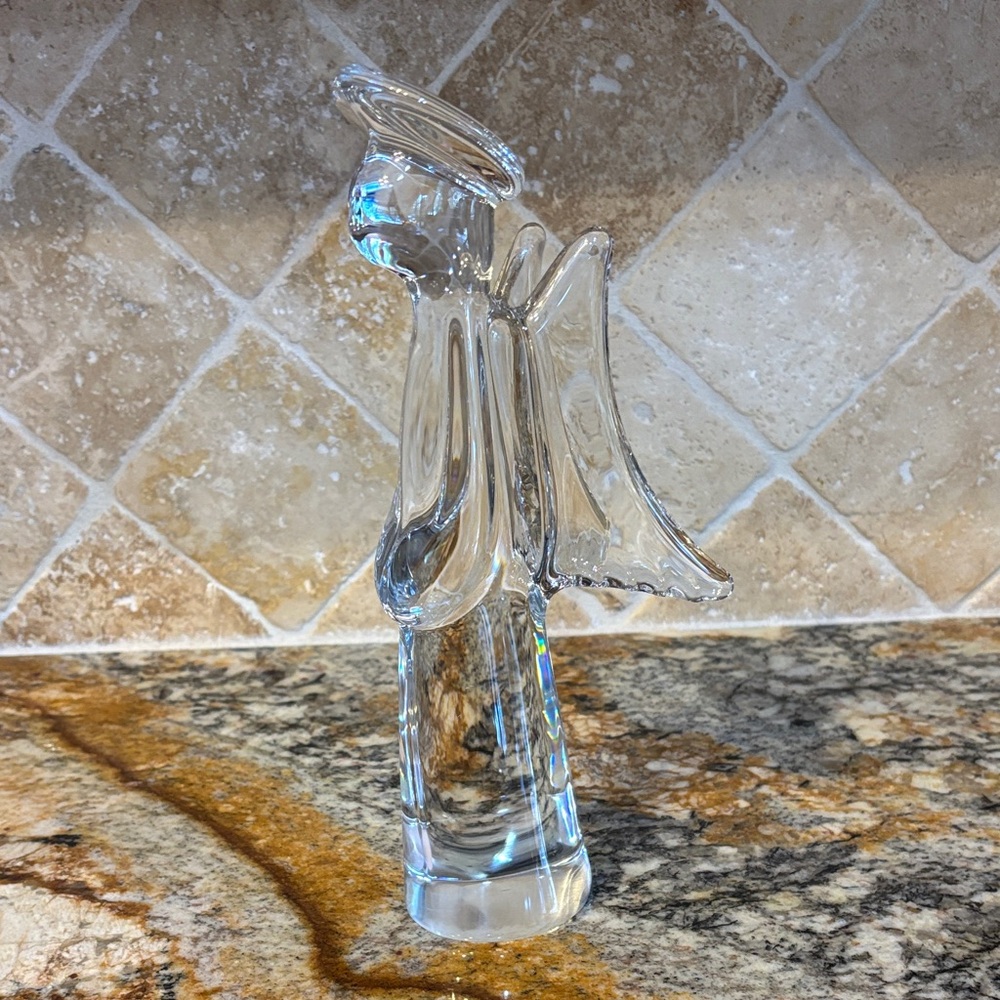 Vintage Neiman Marcus Hand Blown Art Glass Crystal Christmas Angel Figurine